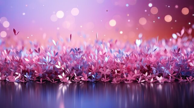  background image with sparkles and bokeh in pink pearl and silver colors. Selective focus. Generative AI