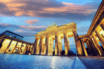 Brandenburger Tor (Brandenburg Gate) panorama, famous landmark in Berlin Germany. Brandenburg gate...