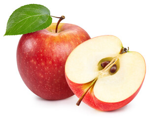 Fresh red apple leaf isolated on white