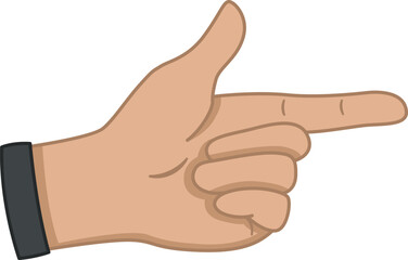 Hand Points at Something with Index Finger. Human Hand Touches Something. Hand Gesture. Vector illustration