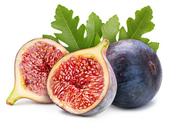 Ripe fig fruits on the white background