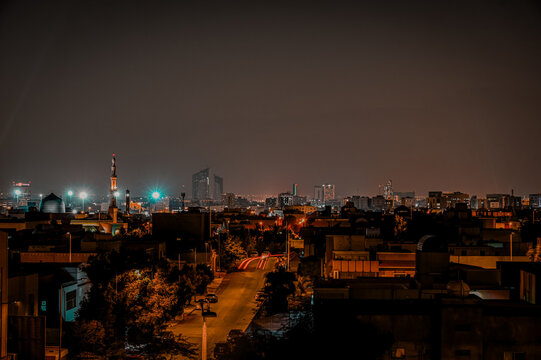 Areal  photo of Riyadh city at night 