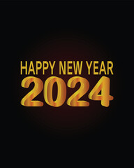 Luxury and elegant happy new year 2024 with luxurious and shiny gold numbers