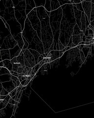 Greenwich Connecticut Map, Detailed Dark Map of Greenwich Connecticut - obrazy, fototapety, plakaty