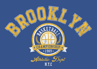 Brooklyn basketball sport vector illustration and typography, perfect for t-shirts, hoodies, sweatshirt.