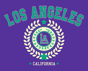 Los Angeles, California t-shirt design. Slogan t-shirt print design in American college style. Athletic typography for tee shirt print in university and college style. Vector