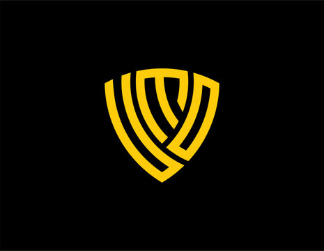 UMO creative letter shield logo design vector icon illustration