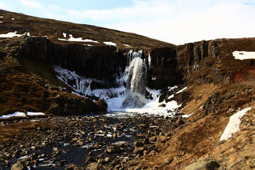 Gufufoss is a waterfall on the heights of the Seydisfjordur fjord located in the east of the icelande