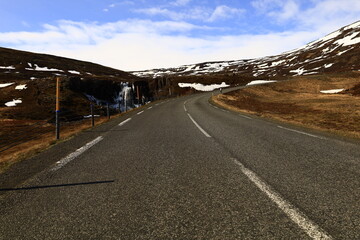 View on a road in the Austurland region of Iceland