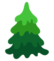 Green Christmas tree isolated on white background. Vector flat design.