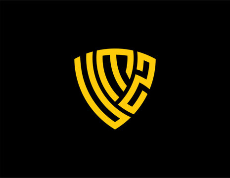 UMZ creative letter shield logo design vector icon illustration
