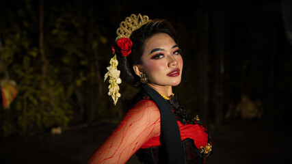 an Indonesian dancer with sparkling stage lights that create the impression of luxury and elegance