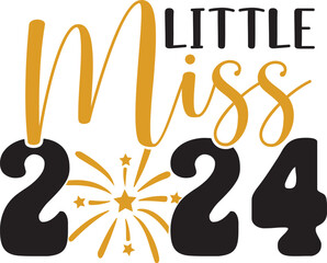 New Year 2024 text design for T-shirts and apparel on plain white transparent isolated background for shirt, hoodie, sweatshirt, card, tag, mug, icon, logo or badge