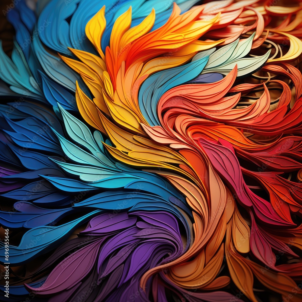 Aufkleber A vivid and colorful abstract swirl with a gradient of rainbow hues creating a dynamic and fluid spiral effect.