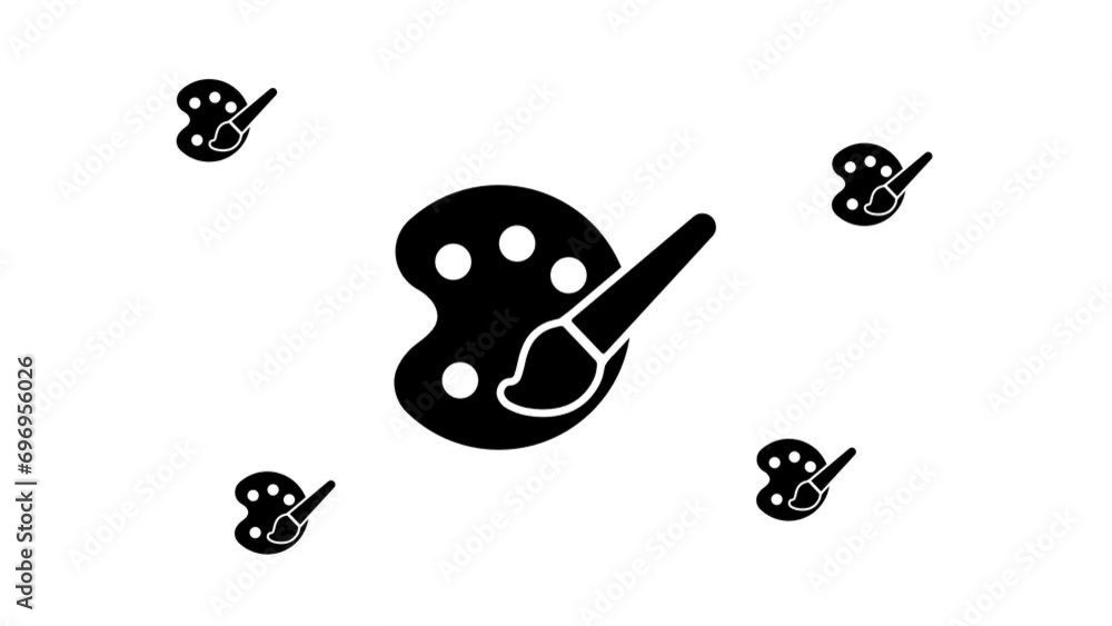 Poster zoom in and out animation the palette symbol. large black symbol in the center and four small symbol