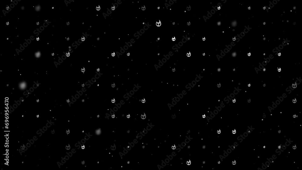 Poster template animation of evenly spaced fire symbols of different sizes and opacity. animation of transp