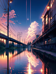 Fototapeta premium anime landscape wallpaper illustration