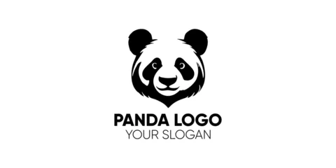 Foto op Canvas black and white logo vector panda © pupus