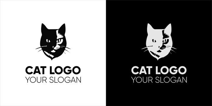 black and white cat vector