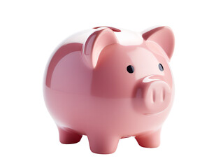 Cute Pink Piggy Bank, isolated on a transparent or white background