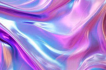 background, abstract, wavy violet-blue iridescent holographic gradient, colourful structure of water glossy