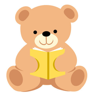 Teddy bear reading a book