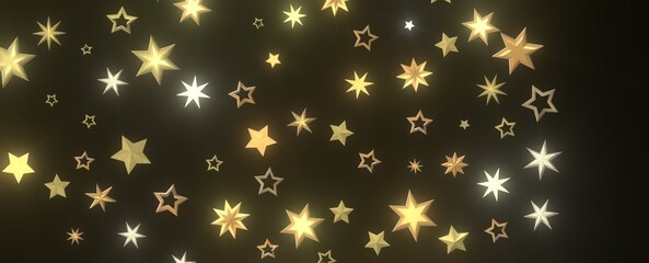 Radiant Euphoria: Lose Yourself in a 3D Gold Stars Rainfall