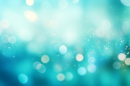 abstract turquoise bokeh background with blurred lights