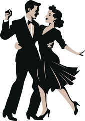 Classic Boogie-Woogie Dance Move Vector for Dance Classes and Swing Revivals