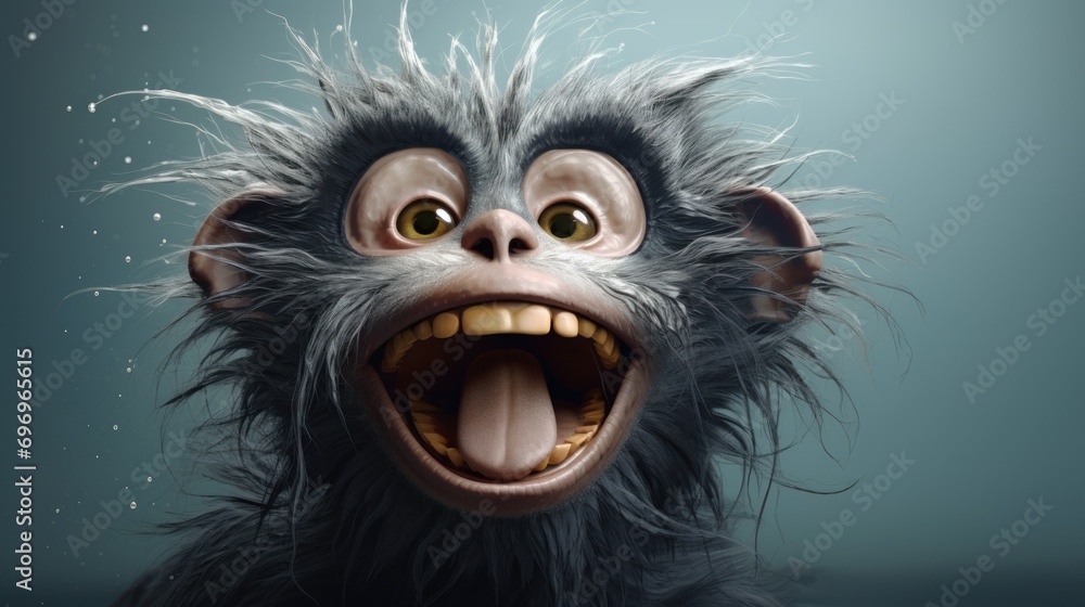 Aufkleber a monkey with its mouth open and it's mouth wide open and it's teeth are wide open.