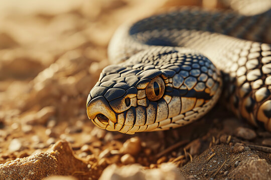 Cobra snake in the desert, sand dune