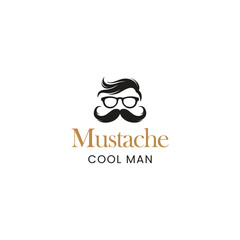 Bearded man hipster vector logo template. Hipster style logotype.