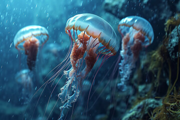 Jellyfish in the ocean - Powered by Adobe