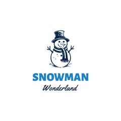 Snowman mascot logo design vector