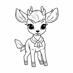 Fototapeta premium cute deer coloring page outline illustration