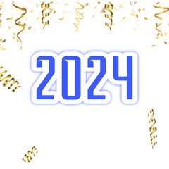 Happy new year 2024 design. With colorful truncated number illustrations. Premium design for poster, banner, greeting and new year 2024 celebration.