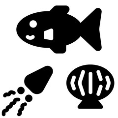 seafood shellfish glyph style icons