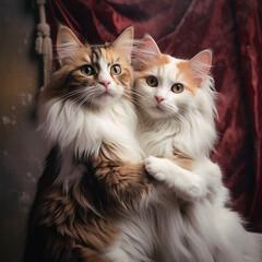 two cats in adorable poses / Generative AI