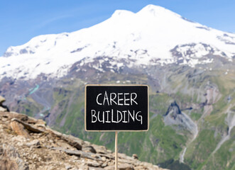 Career building symbol. Concept words Career building on beautiful black chalk blackboard....