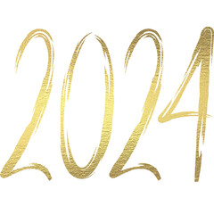 2024 gold texture lettering with transparent background 