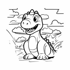 dinosaur coloring page outline illustration 
hand drawn outline illustration of cute dinosuar 