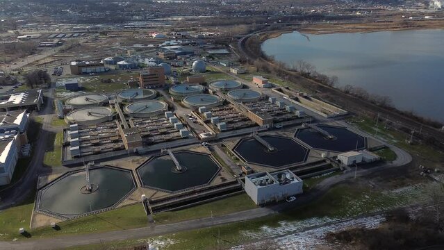 Water treatment and sanitation plant aerial