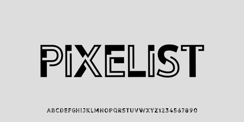 Modern abstract digital alphabet font. Minimal technology typography, Creative urban sport fashion futuristic font and with numbers. vector illustration