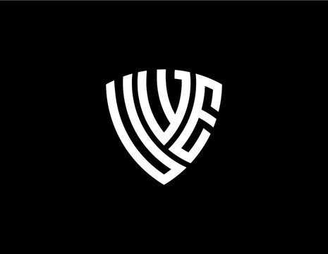 UWE creative letter shield logo design vector icon illustration