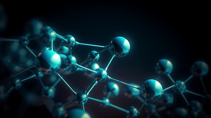 Molecular Intricacy: Dark Cyan Liquid Molecules with Bokeh Effect