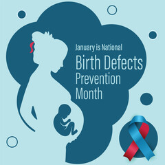 National birth defects awareness month campaign banner. Observed each year in January