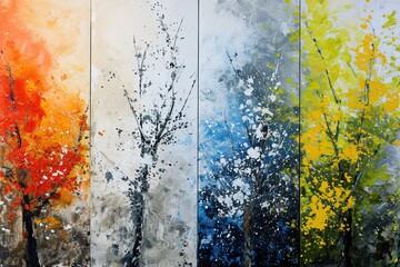 The Four Faces of Nature: Abstract Fusion of Spring, Summer, Fall, and Winter