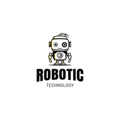 Cute smiling robot,robot logo, AI bot helper mascot character cartoon symbol business assistant
