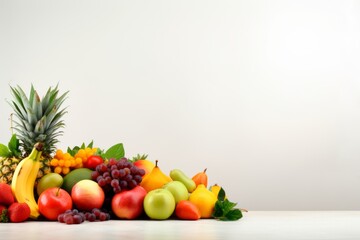 Set of bright juicy exotic fruits on a white isolated background for banner. Wallpaper