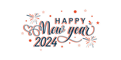Happy New Year 2024 vector design. Holiday greeting  premium card design template with white background. - obrazy, fototapety, plakaty